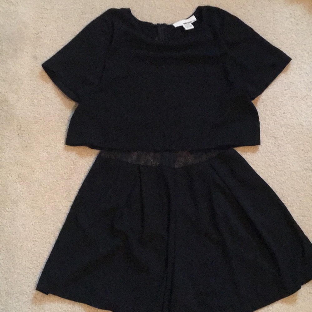Black Romper with Underlying Lace